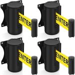 Sasylvia 4 Pcs Fixed Wall Mount Retractable Belt Barrier 10FT Crowd Control Barriers Caution Do Not Enter Retractable Rope Sturd