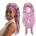 Jumbo Satin Bow Braid Bonnet For Women - Comfortable Breathable Night Cap With Elastic Band - Gentle On Hair One-size-fits-all