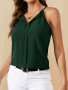 Solid Color V-neck Cami Top Elegant Sleeveless Camisole Top For Spring & Summer Women's Clothing