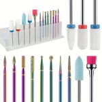 13 Pcs Professional Ceramic Nail Drill Bit Set With Box - Electric Manicure Nail File Bit For Acrylic Gel Nails And Cuticles - E