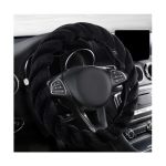 Kvaey Fluffy Car Steering Wheel Cover 15 Inches Anti-slip Round Fuzzy Winter Steering Wheel Protector Soft Warm Plush Steering W