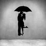 Couple Under Umbrella - Rust Coat L 1000 X H 590MM
