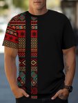 Men's Ethnic Graphic Print T-Shirt Casual Short Sleeve Crew Neck Tee Men's Clothing For Summer Outdoor