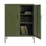 Steel Swing Door Sideboard Midi Storage Cabinet With Lock - Olive Green