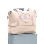 Large Travel Tote Bag Waterproof Expandable Duffel Gym Tote Bag Weekender Carry On Overnight Bags For Women With Trolley Sleeve