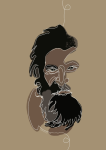 Bearded Man Single Line Art Print - A4