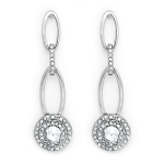 Oval Link Drop Earrings With Clear Crystals