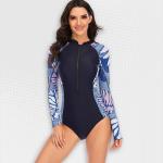 Women's Indigo Long Sleeve Zip Swimwear - XL