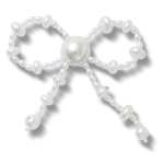 White Large Pearl Beaded Bow Jibbitz - Multi Osfa