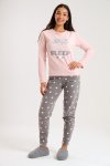 Ladies Microfleece Winter Long Sleeve Pyjama Set