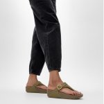 Lulu Adjustable Leather Sandal - Camo Green - 8
