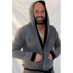 Robe Grey And Black With Hoodie