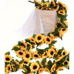 1 String 26 Artificial Sunflower Simulation Flowers 2.3 Meters Long Party Decoration Sunflower Vine Leaves Flower Vines For Wedd