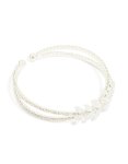 Silver Cubic Zirconia Leaf Floral Wrist Cuff