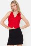 Fitted Rose Detailed Woven Waistcoat - Red