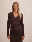 Arabella V Neck Ruched Top - 16 Chocolate Co-ord