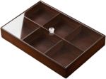 6 Grid Bamboo Appetizer Platter With Acrylic Lid For Sweets Nuts And More