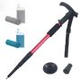1 Red Retractable Hiking Stick And 2 Blue And Gray Cold Protection Towels
