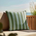 Blue And Green Stripe Velvet Cushion
