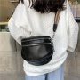 Fashion Double Zipper Fanny Pack Women's Faux Leather Crossbody Bag With Wide Strap