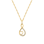 Yellow Gold Cubic Zirconia Heart Infinity Pendant On Bonded Chain