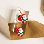 Father Christmas Novelty Earrings Assorted Styles - Santa With Green Gift Sack