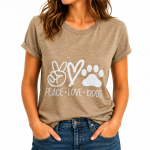 Dog Print T-Shirt Khaki Large DTS25