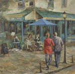 Mediterranean Street Scene Wall Art Canvas Painting 1000 X 1000
