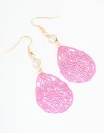 Goldair Gold Diamante Pink Filigree Drop Earrings