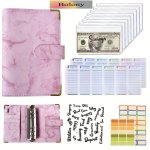 Bolony Marble Black Faux Leather A6 Budget Planner Binder With Zipper Cash Envelopes & Expense Budget Sheets Money Saving Budget
