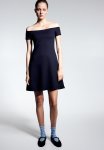 Off-the-shoulder Jersey Dress - Black