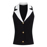 Tailored Knit Top -black white