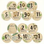 7PCS Wooden Monthly Milestone Cards Wooden Announcement Signs Photography Props Month Round Sign Milestone Cards Wooden Mileston