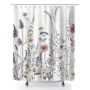 Floral Print Waterproof Shower Curtain Bathroom Decor With Hooks 180X180CM