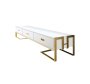 Kc Furn-jocise 3 Drawers Tv Stand With Gold Frame White