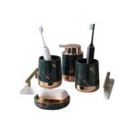 Soap Dispenser Soap Dish & Toothbrush Holders 4PC Green