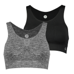 Womens 2-PACK Seamless Low Impact Grey/black Spor Bra