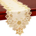 Simhomsen Embroidered Gold Snowflakes Table Runners For Christmas Holiday And Winter Gold 14 90 Inches