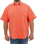 Mens Short Sleeve Linen Shirt - 8XL Coral