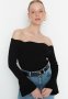 Off-shoulder Knit Top - Black