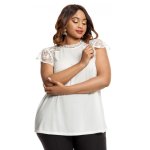 Donnay Plus Size Lace Sleeve Hi-neck - White