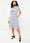 Polo Deana Stripe Short Sleeve Shirt Dress - Navy & White