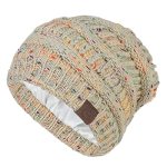 Beanies Women Satin Lined Beanie Winter Hats For Women Silk Lined Slouchy Beanie For Winter Warm Knit Cuffed Beanie Hat Beige Mi