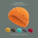 New Personalized Iron Ring Pin Hole Knitted Wool Cap