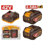 Ingco 42V Max 2 X 2.5AH Li-ion Battery Packs & Charger Kit FBCPM25221