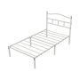 White Metal Single Bed Frame With Curved Headboard 190CM L X 90CM W
