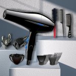 1800W Fast Drying Hair Dryer With Brushed Motor 5 Heat Settings Cool Shot Button 220V High Power Hairdryer With South African Pl