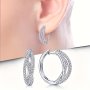 Tiny Exquisite Hoop Earrings Copper Silver Plated Jewelry Embellished With Zirconia Elegant Simple Style Trendy Female Gift