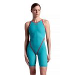 Arena Womens Powerskin Carbon Core Fx Open Back Racing Suit Turquoise Metalic