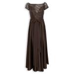 Brown Satin & Sequins Combo Dress